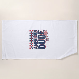 American Dude Patriotic Vintage Shirt Design_1 Beach Towel