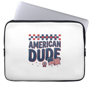 American Dude Patriotic Vintage Shirt Design_1 Laptop Sleeve