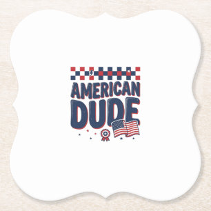 American Dude Patriotic Vintage Shirt Design_1 Paper Coaster