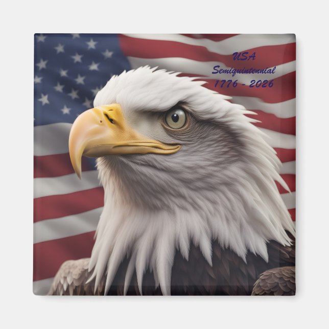 American Eagle 2 Inch Square Magnet (Front)