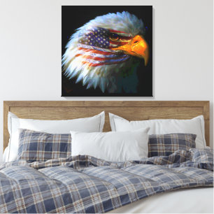 American Eagle & American Flag Canvas Print