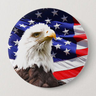 American Eagle and Flag 10 Cm Round Badge