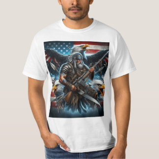 American eagle and flag combined with Warrier T-Shirt
