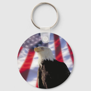 American Eagle and Flag Keychain