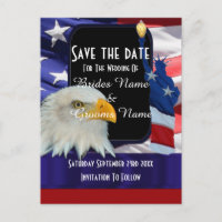 American eagle and flag save the date
