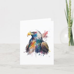 American Eagle B Bird In Watercolor & Pen Holiday Card