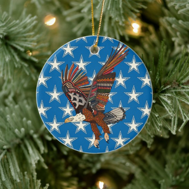 american eagle blue ceramic tree decoration (Tree)