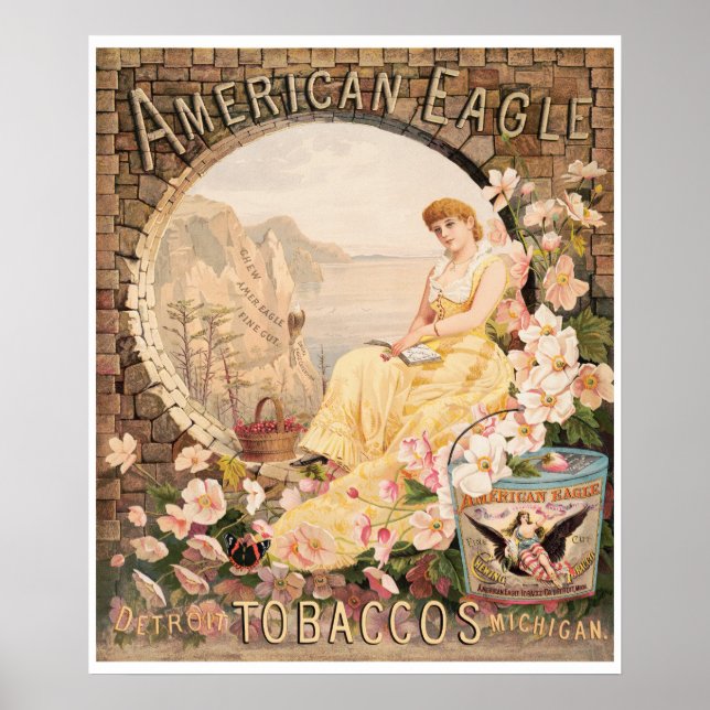 American Eagle Chewing Tobacco 1885 Advertisement Poster (Front)