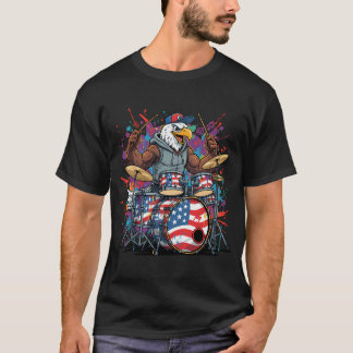 American Eagle Drummer – Patriotic Rock Animal C T-Shirt