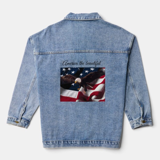 American eagle flag Denim Jacket (Back)