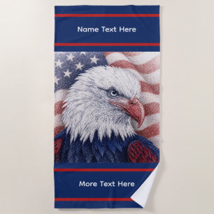 American Eagle Flag Patriotic Design Beach Towel