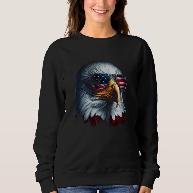 American Eagle Graphic Patriotic USA Flag Sunglass Sweatshirt (Front)
