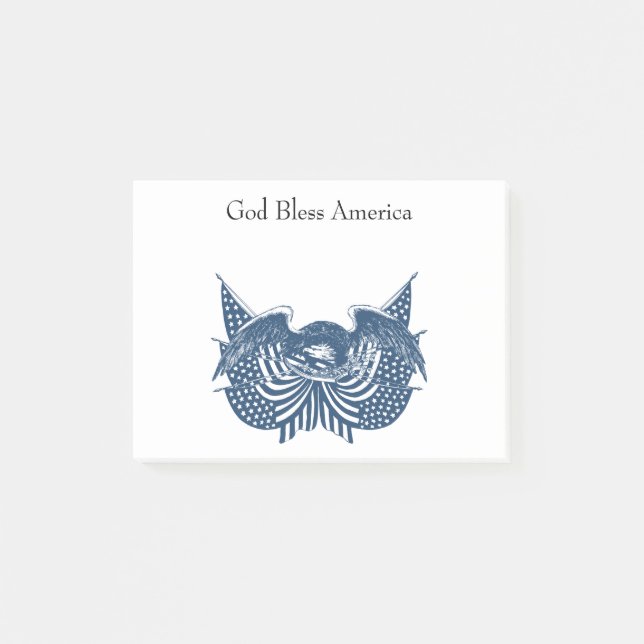 American Eagle Guarding USA Patriotic Flag Banner Post-it Notes (Front)