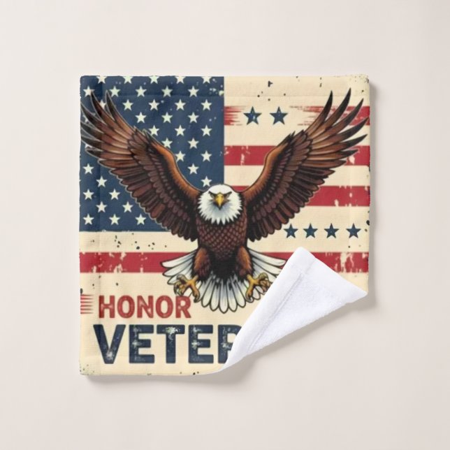 American Eagle Honor Our Veterans Bath Towel Set (Wash Cloth)