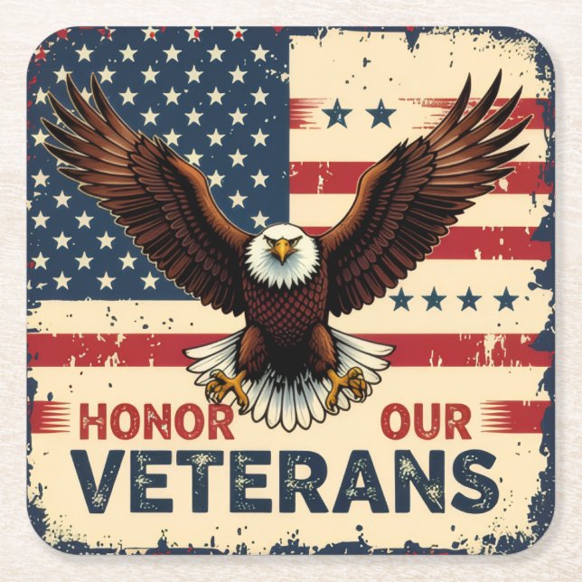 American Eagle Honor Our Veterans Paper Coasters (Front)