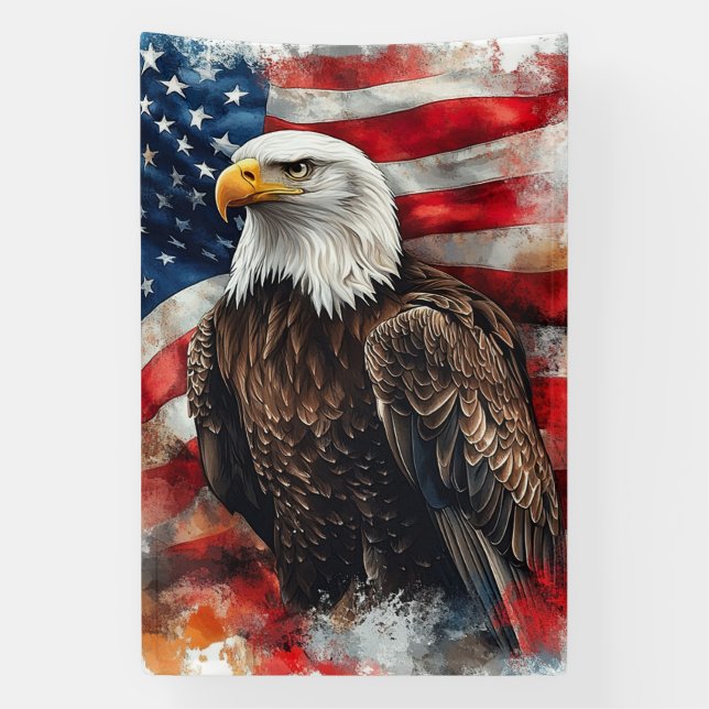 American Eagle Patriotic Flag Art  Banner (Vertical)