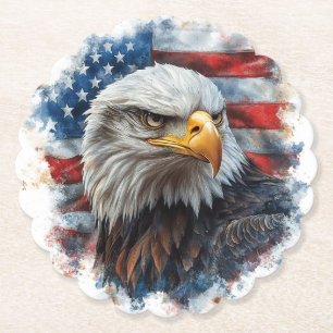 American Eagle Patriotic Flag Art Paper Coaster
