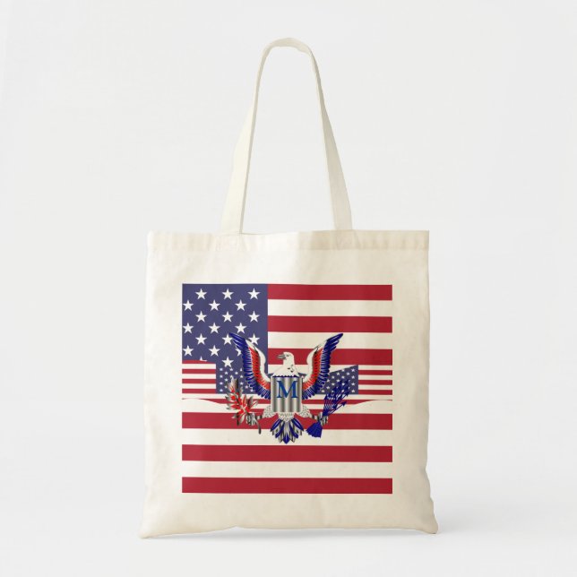 American eagle symbol and flag tote bag (Front)