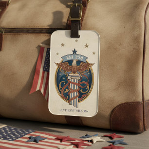 American Eagle USA 250 Art Nouveau Motif ID1304 Luggage Tag
