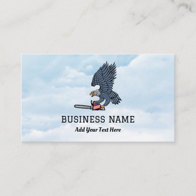 American Eagle With Chainsaw Business Card  (Front)