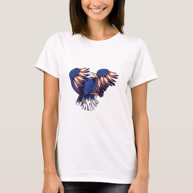 American Eagle with USA Flag Colours T-Shirt (Front)