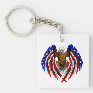 American Eagle with USA Flag on wings Key Ring
