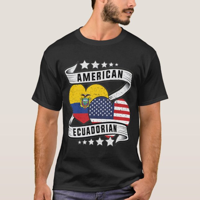 American Ecuadorian flag shirt Half Ecuadorian (Front)