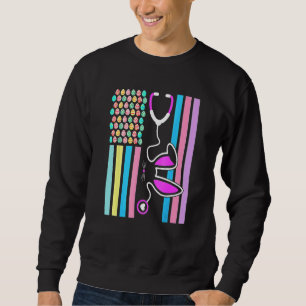 American Eggs Flag Stethoscope Bunny Nurse Doctor Sweatshirt