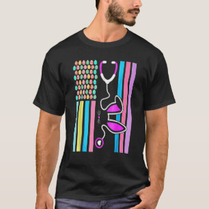 American Eggs Flag Stethoscope Bunny Nurse Doctor T-Shirt