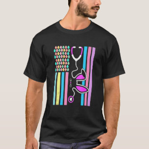 American Eggs Flag Stethoscope Bunny Nurse Doctor T-Shirt