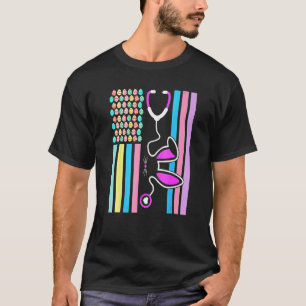 American Eggs Flag Stethoscope Bunny Nurse Doctor  T-Shirt