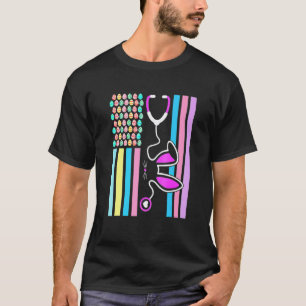 American Eggs Flag Stethoscope Bunny Nurse Doctor T-Shirt