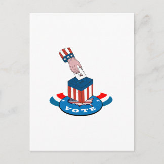 American Election Voting Ballot Box Retro Postcard