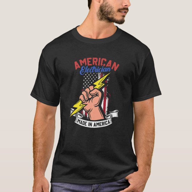 American Electrician  US Flag  Electrical Engineer T-Shirt (Front)