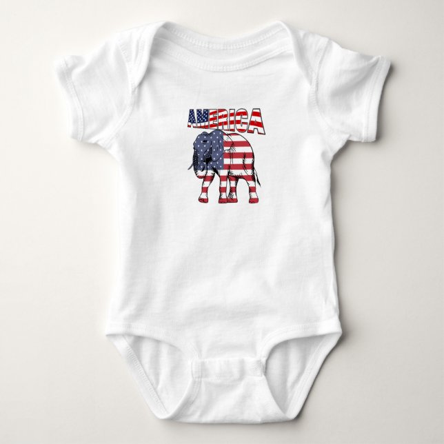 American Elephant Baby Bodysuit (Front)