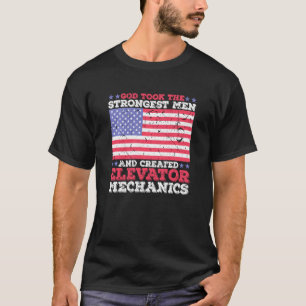American Elevator Mechanic Usa Flag Union Worker T-Shirt