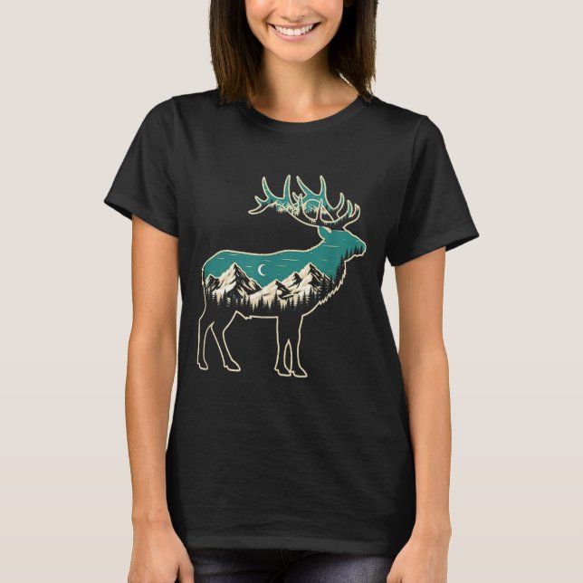 American Elk Lover Dad Retro Hunting  T-Shirt (Front)