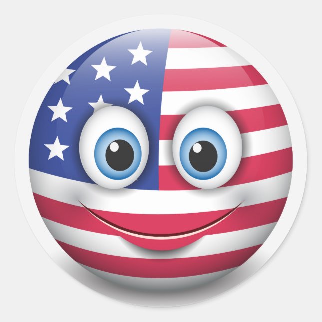 American Emoji Classic Round Sticker (Front)