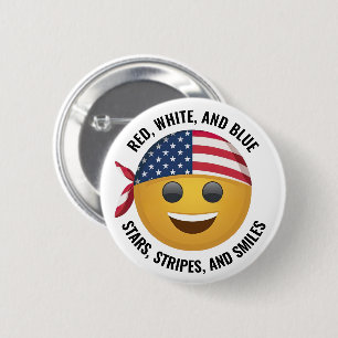 American Emoji Face 6 Cm Round Badge