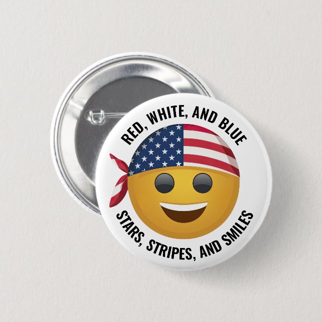 American Emoji Face 6 Cm Round Badge (Front & Back)