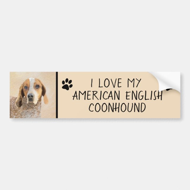 American English Coonhound Painting - Cute Origina Bumper Sticker (Front)