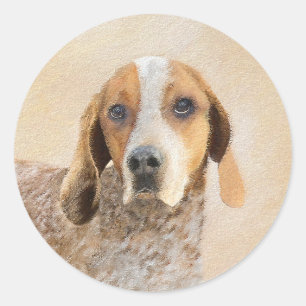 American English Coonhound Painting - Dog Art Classic Round Sticker