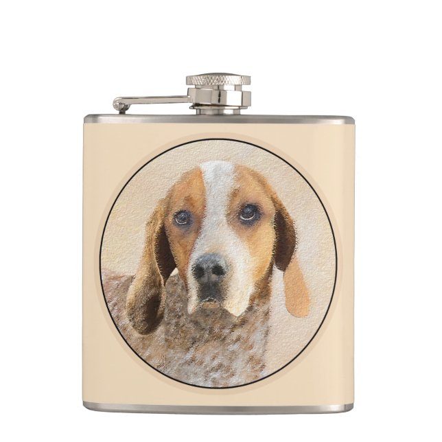 American English Coonhound Painting - Dog Art Hip Flask (Front)