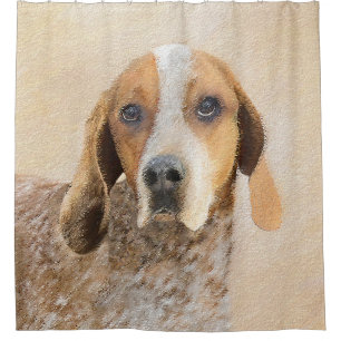 American English Coonhound Painting - Dog Art Shower Curtain
