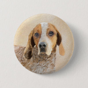 American English Coonhound Painting - Original Art 6 Cm Round Badge