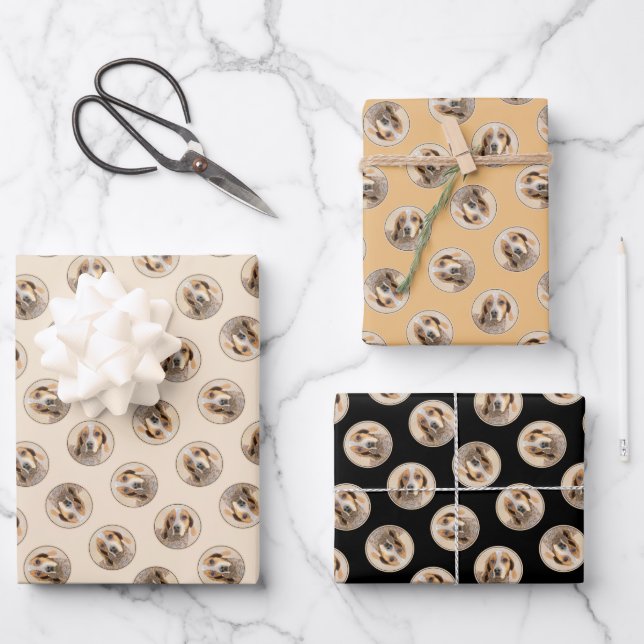 American English Coonhound Redtick Painting Dog Wrapping Paper Sheet (Front)