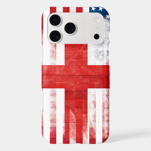 American English Flag Wood Grain & Paintstrokes