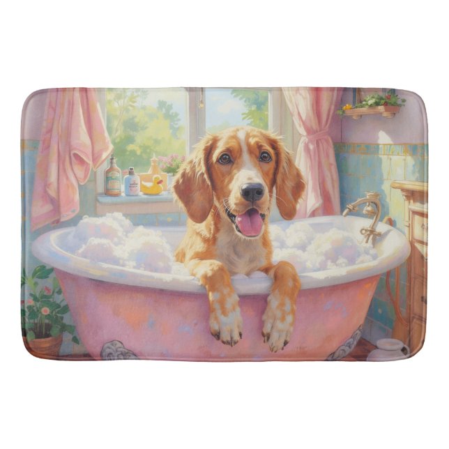 American English Foxhound Bath Time Bathroom Mat (Front)