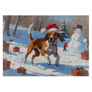 American English Foxhound Christmas Festive Snow  Cutting Board