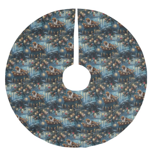 American English Foxhound Christmas Festive Voyage Brushed Polyester Tree Skirt (Front)